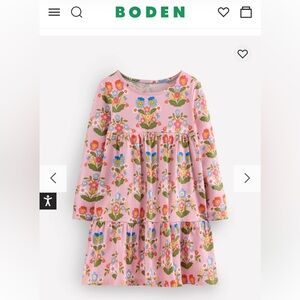 NEW Mini Boden FloraL Long Sleeve Dress. sz 8-9
